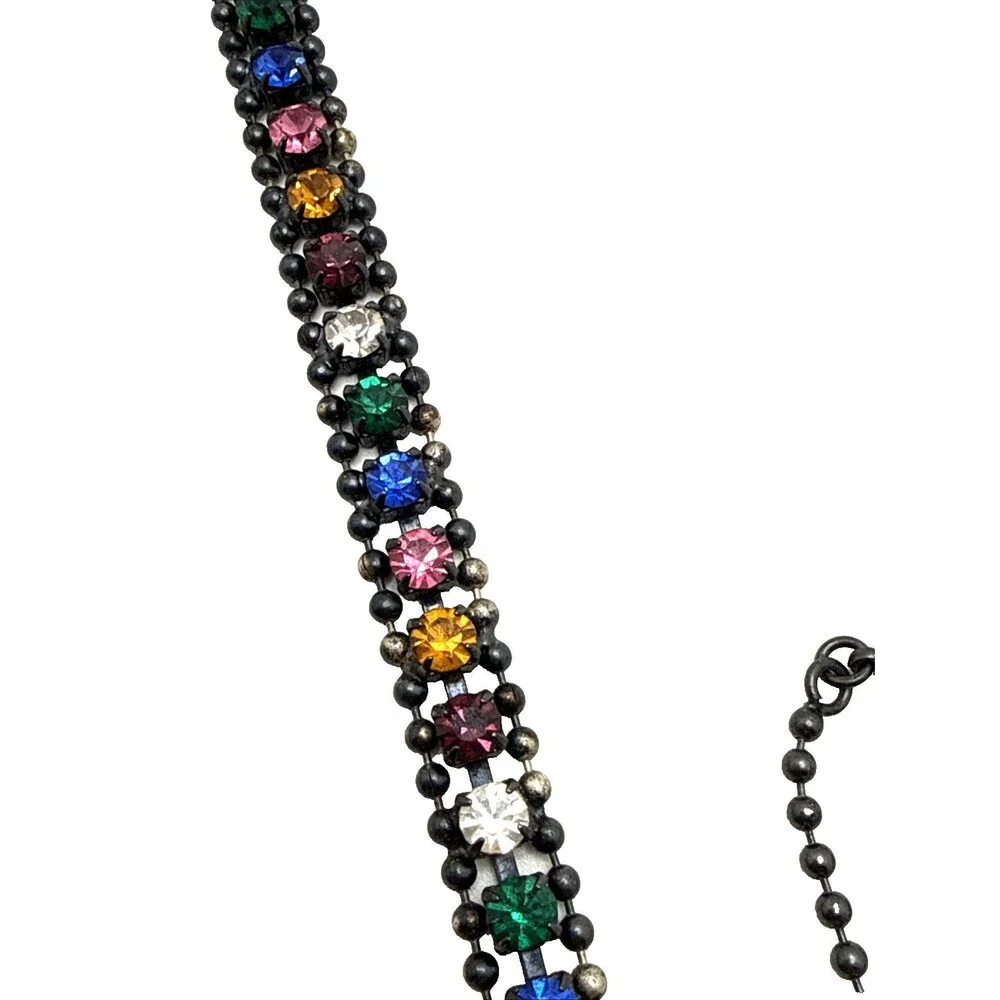 New LOREN HOPE Multicolor Crystal Rhinestone Y-Drop Necklace 18-20